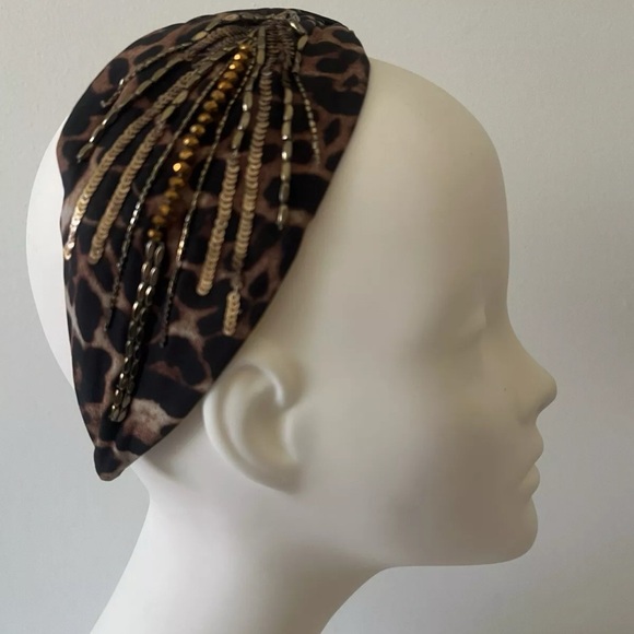NAMJOSH Leopard Print Beaded Headband - Picture 3 of 6